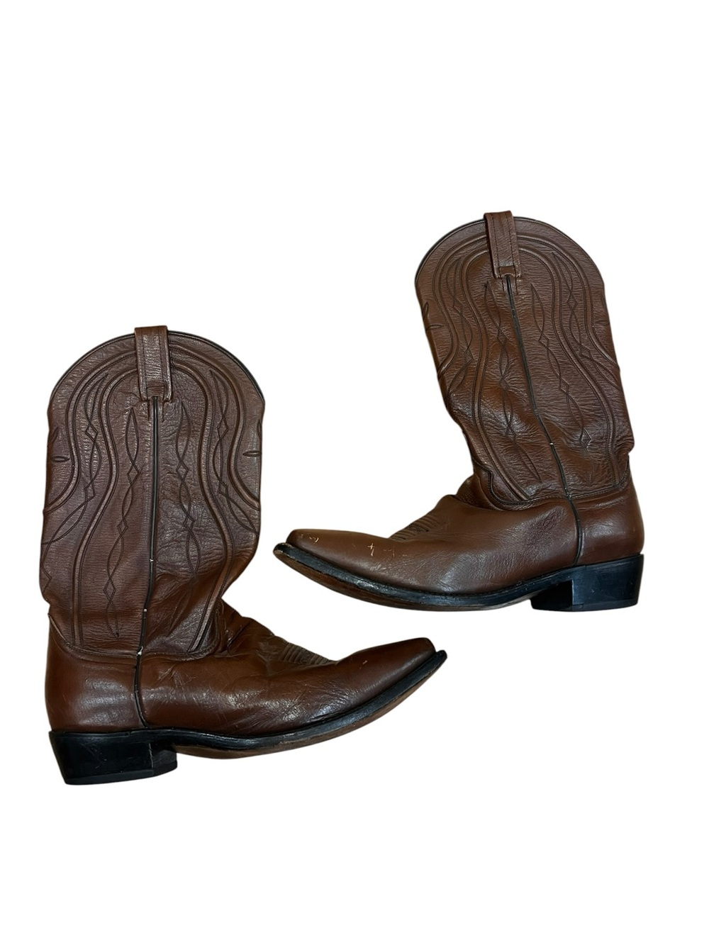 Dan Post Brown Leather Western Pull-On Boots for Men